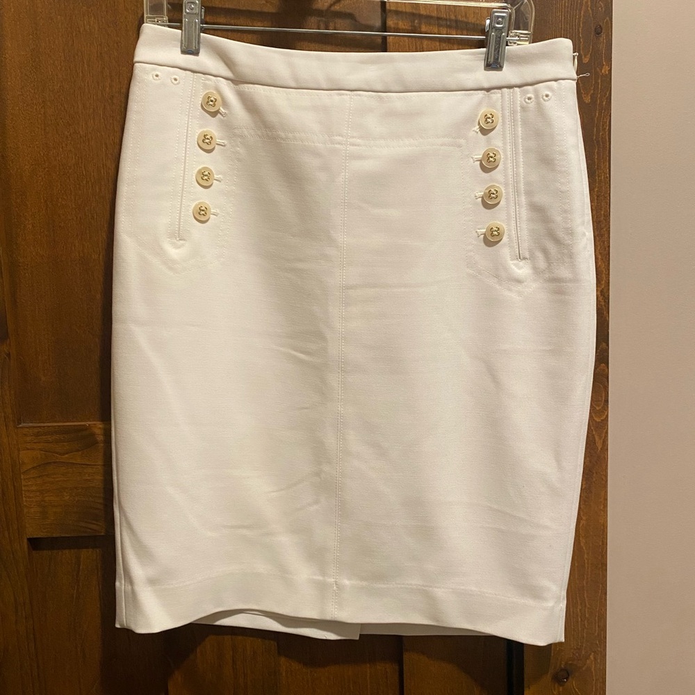 White Skirt with Button Accents